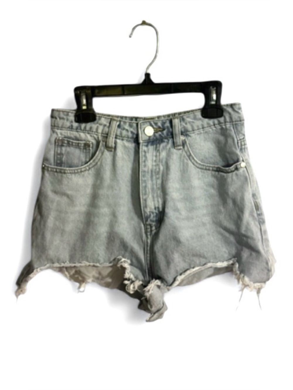 Missguided Light Wash Distressed Denim Shorts Size S